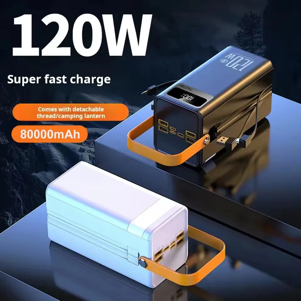120 super fast charging power bank with led light 80000mAh