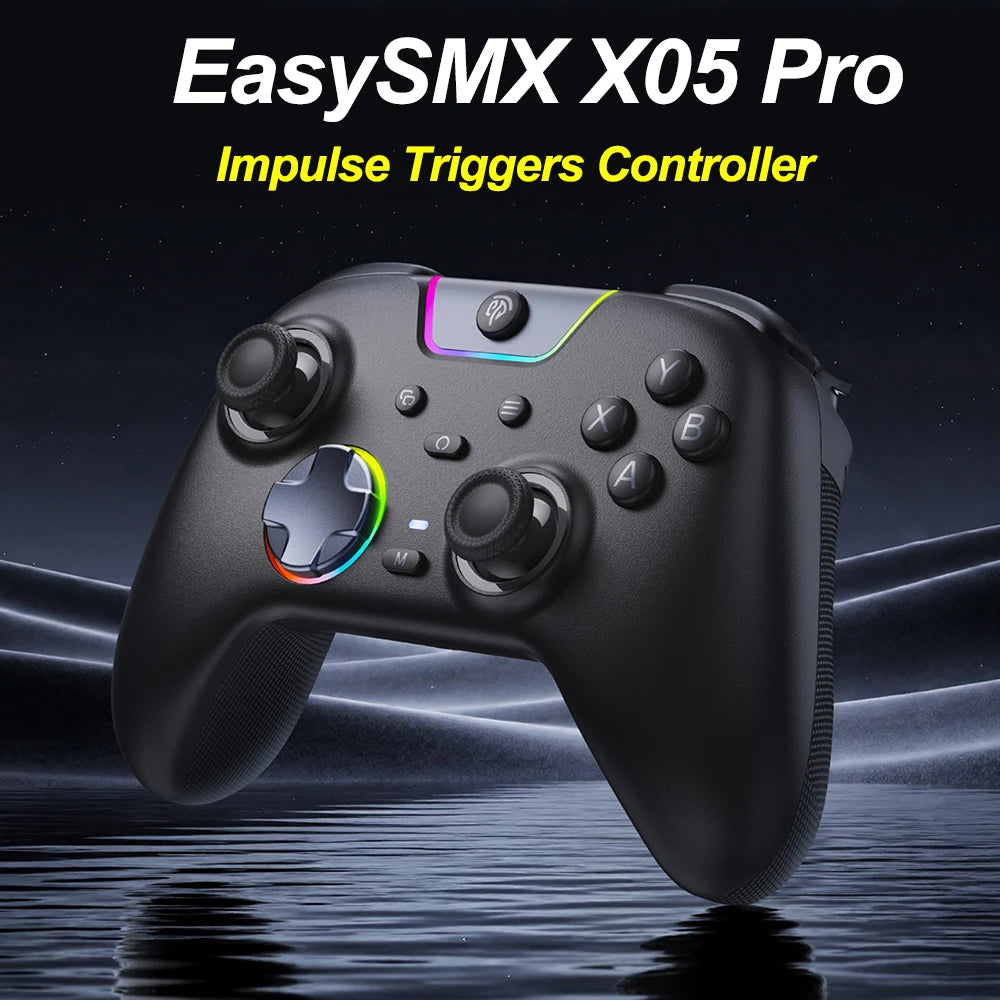 EasySMX X05 Pro Impulse Triggers Controller Compatible with PC/Switch/Android/iOS Phone/TV/Steam, Mute Button, Rumble Motors