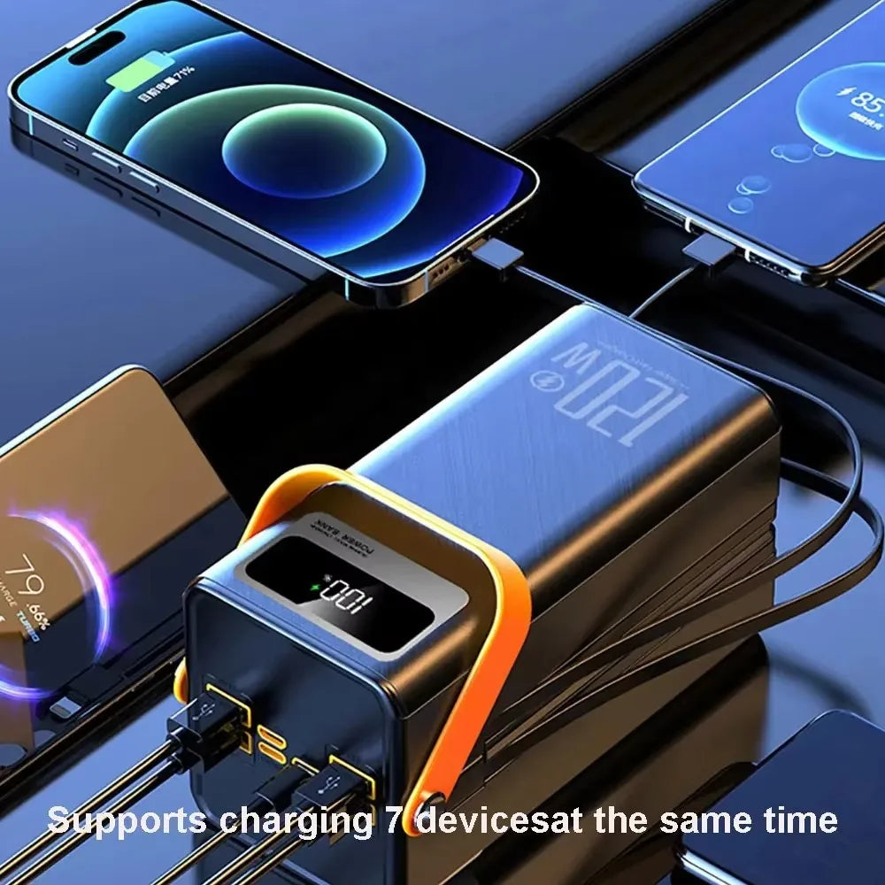 120W 150000mAh Fast Charging Power Bank Large Capacity Outdoor Mobile Power Supply External Spare Battery for Outdoor Camping