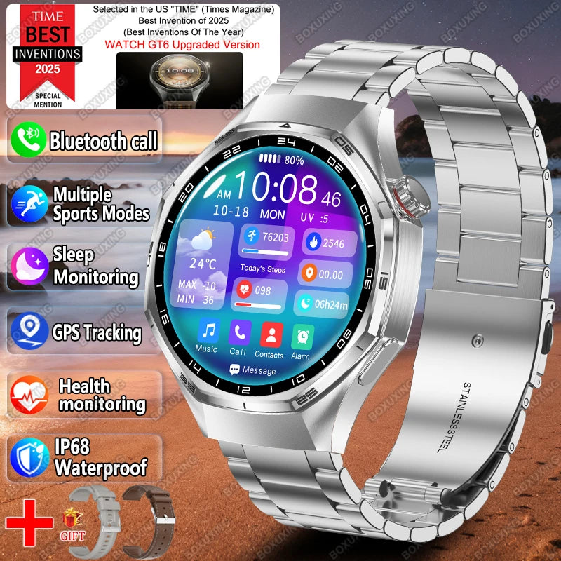 2026 New Watch 6 Pro Smart Watch AMOLED Screen GPS Tracker HD Bluetooth Call Waterproof Sports Health Monitoring Smartwatch Men
