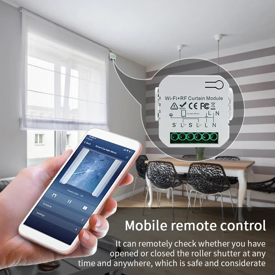 Smart Curtain Switch Intelligent Controllers Roller Blinds Shutter Motor Tuya WiFi/RF 433/WiFi&RF 433 Optional