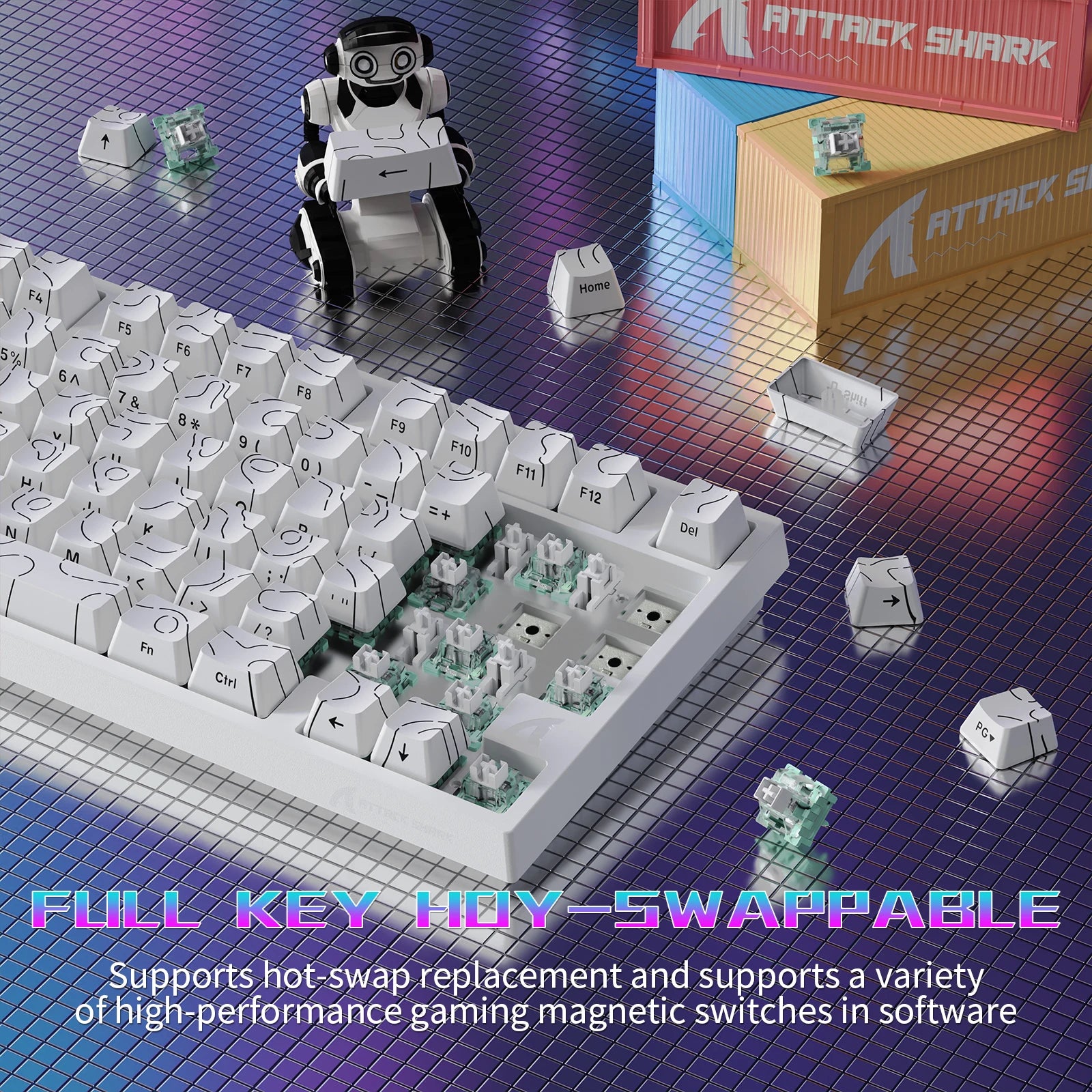 ATTACK SHARK R82 HE Rapid Trigger Wired Mechanical Gaming Keyboard TKL NKRO with 8K Polling,0.005mm RT Accuracy,256K Scan Rate,
