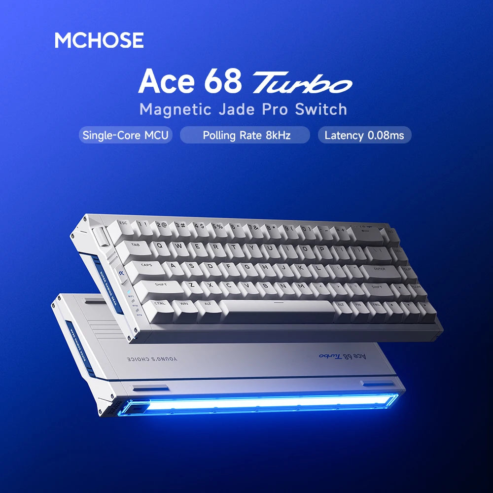 MCHOSE Ace 68 Turbo Full-aluminum Esports Hall Effect Keyboard RT 0.001–3.4mm Latency 0.06ms/0.08ms Polling 8k/16kHz Wired