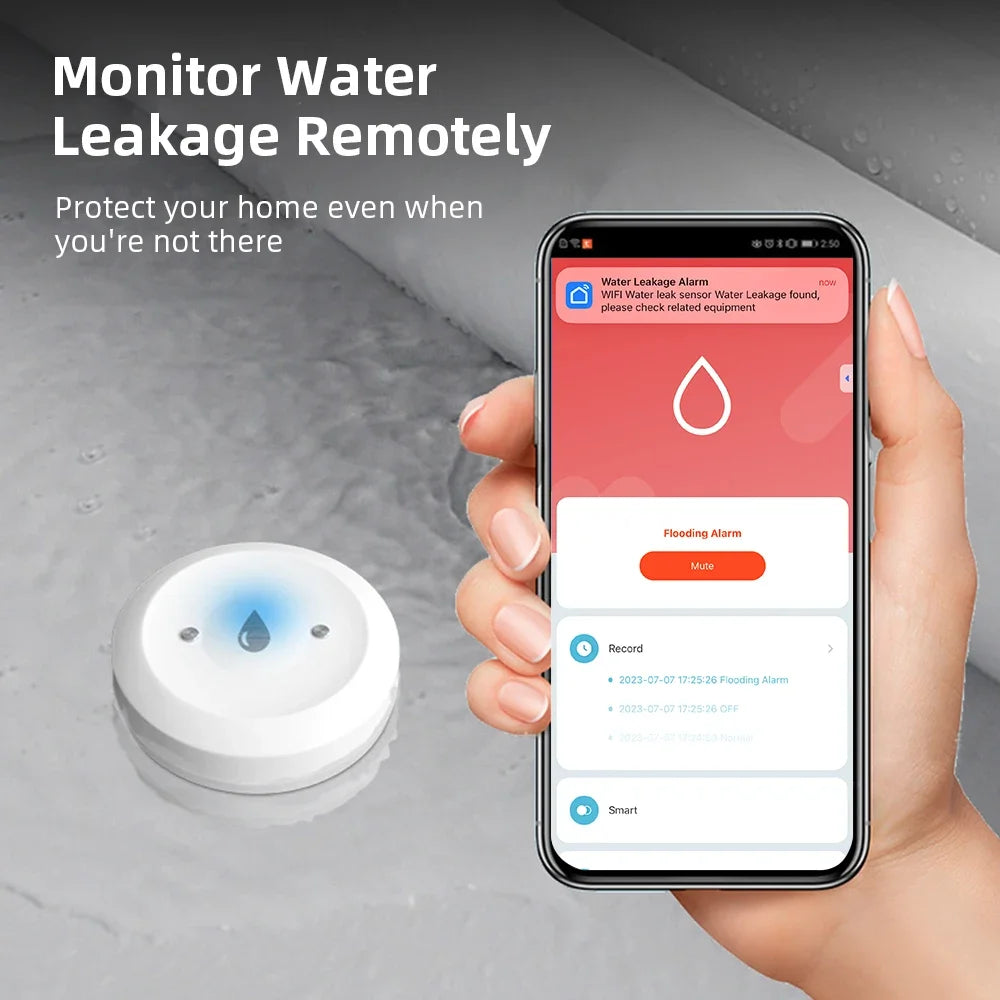 Water Leak Sensor ZigBee Tuya Leak Detector Smart Home Flood Water Leakage Detector Alarm Overflow Security Need Zigbee Gateway
