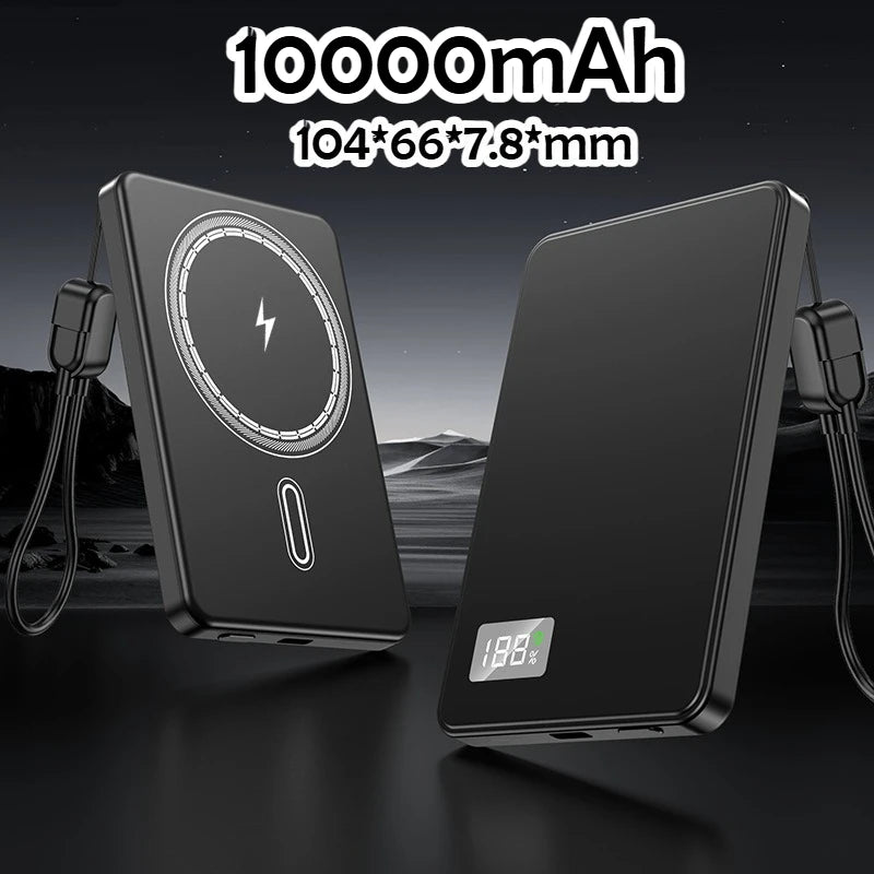 10000mAh Ultra Thin Power Bank for MagSafe,Magnetic Wireless Fast Charging MacSafe Portable Battery for IPhone Xiaomi Samsung