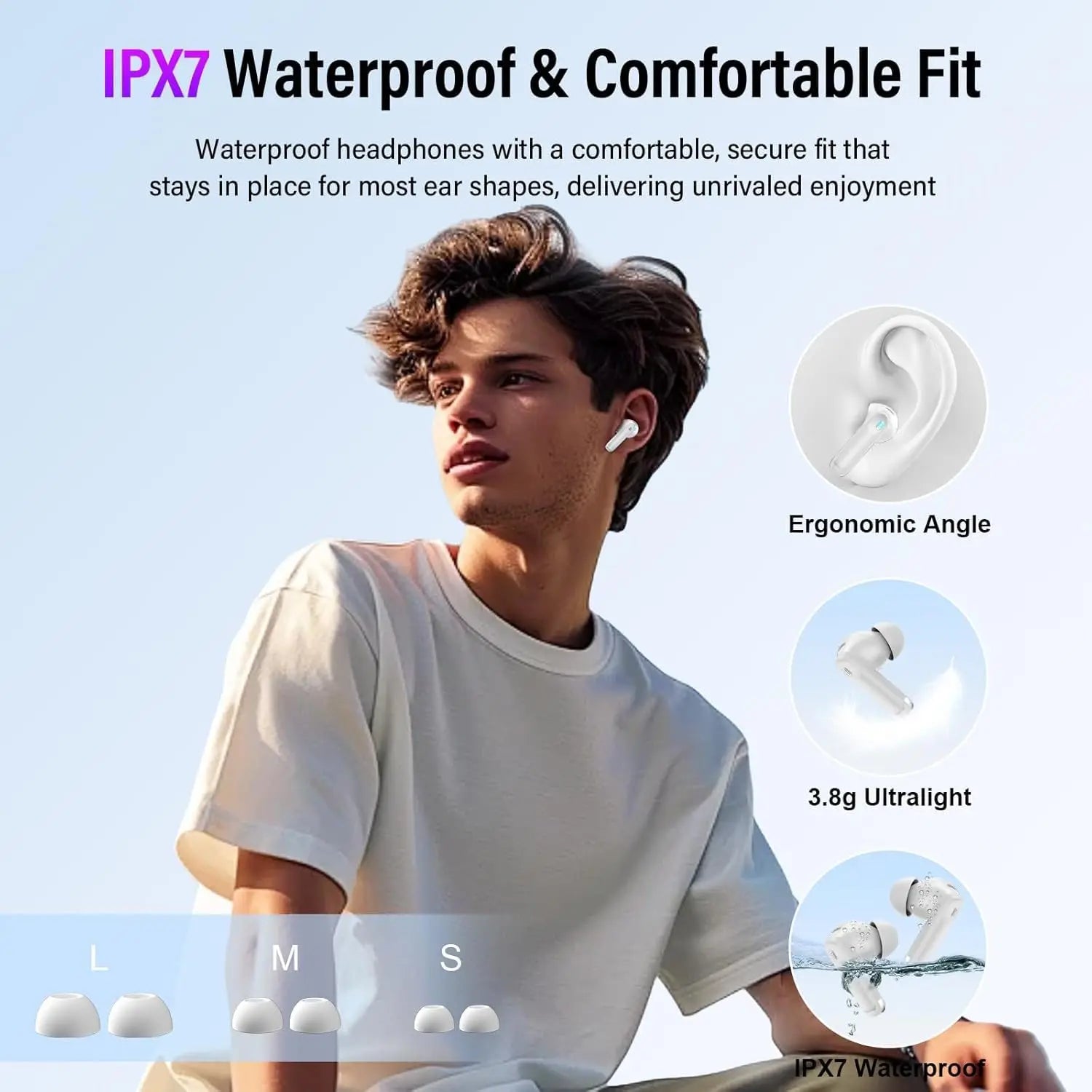 2026 Full-Color Touch Screen Earbuds 45dB ANC ENC Noise Cancelling Bluetooth 5.4 48H Battery 14.2mm Driver 5 EQ Modes IPX7 Waterproof Transparency Mode Wireless Earphones.