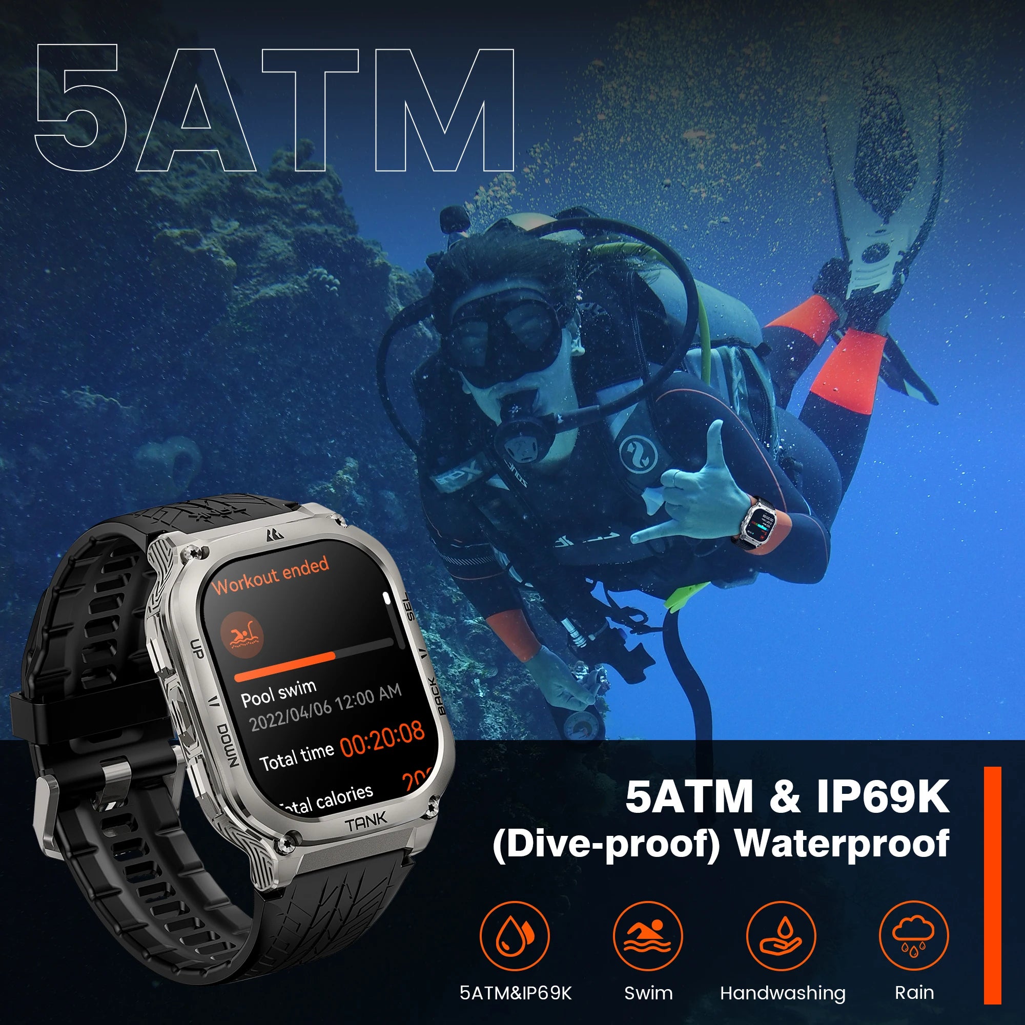 2025 Original KOSPET TANK M3 Smart Watch Men Smartwatch For Women 480mAh Digital Fitness AMOLED AOD Bluetooth Waterproof Watches