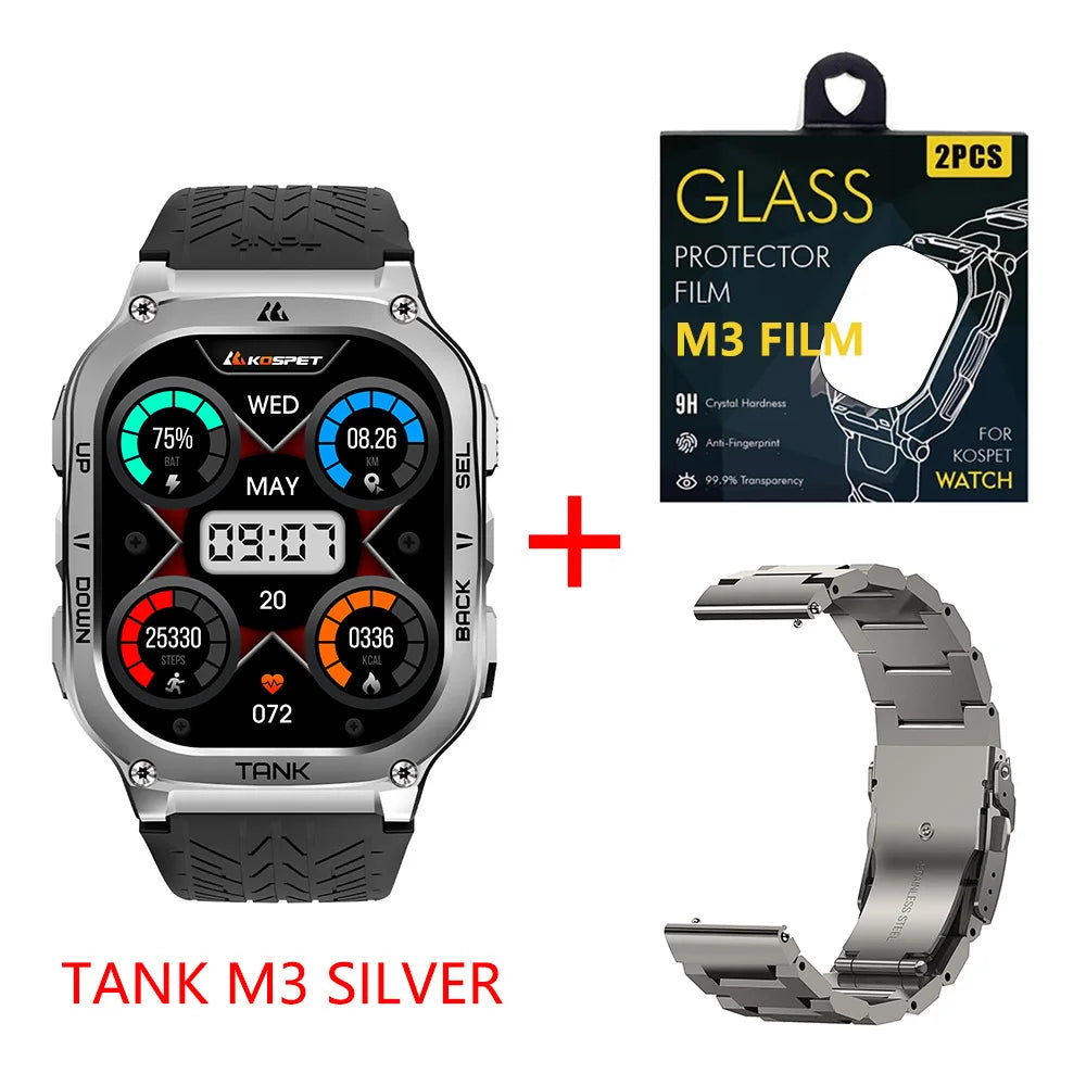 2025 Original KOSPET TANK M3 Smart Watch Men Smartwatch For Women 480mAh Digital Fitness AMOLED AOD Bluetooth Waterproof Watches