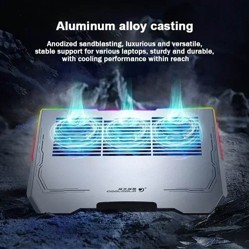 RGB Colorful Light Air Cooled Fans Laptop Cooling Pad Notebook Cooler High-speed Cooling Radiator Computer Cool Heat Dissipation