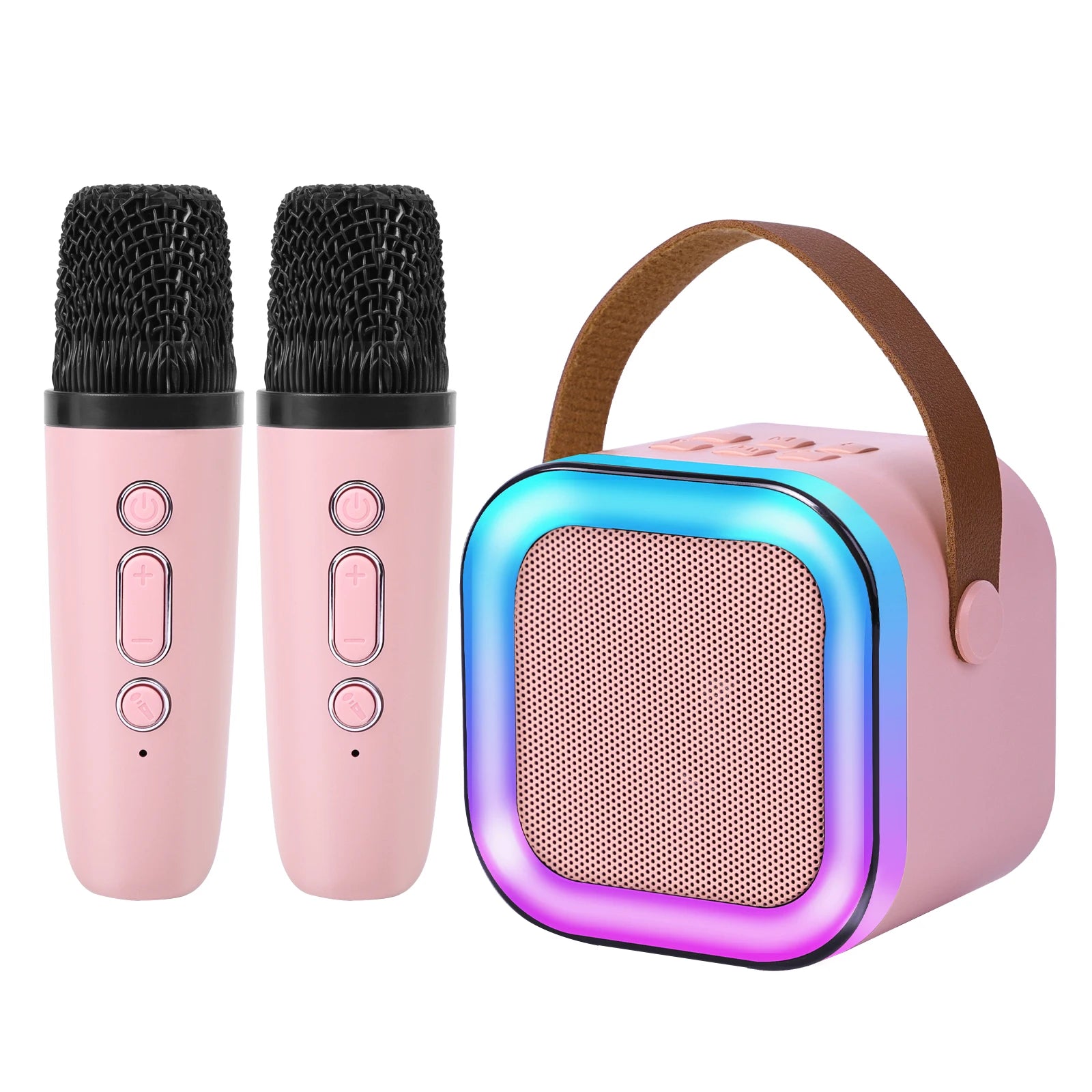 EIGIIS Portable Karaoke Bluetooth 5.3 Speaker Machine PA System with 2 Wireless Microphones Home Family Singing Children's Gifts