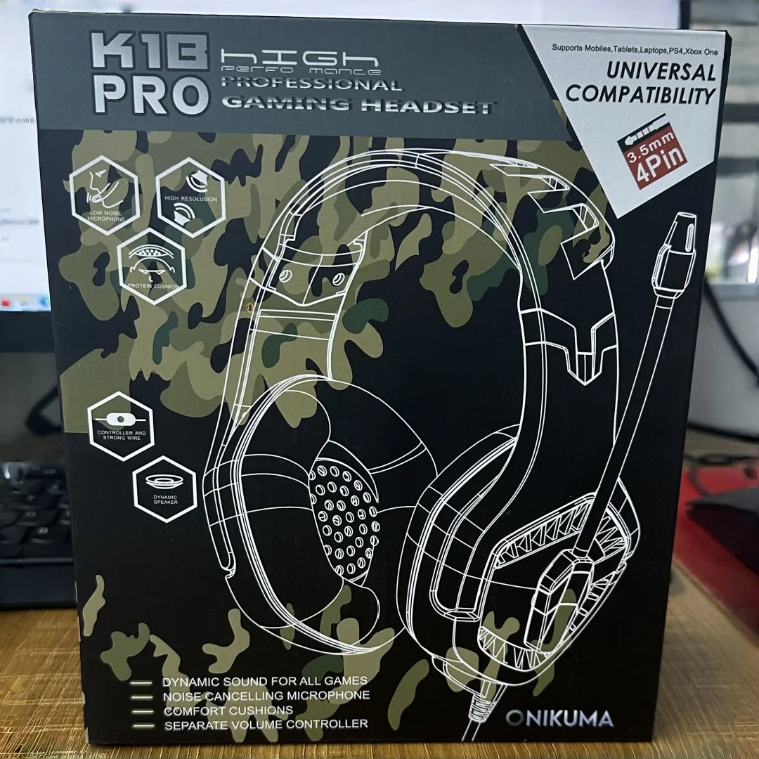 ONIKUMA K1B Pro Camo Elite Stereo Gaming Headset for PS4, Xbox, PC and Switch Brand new