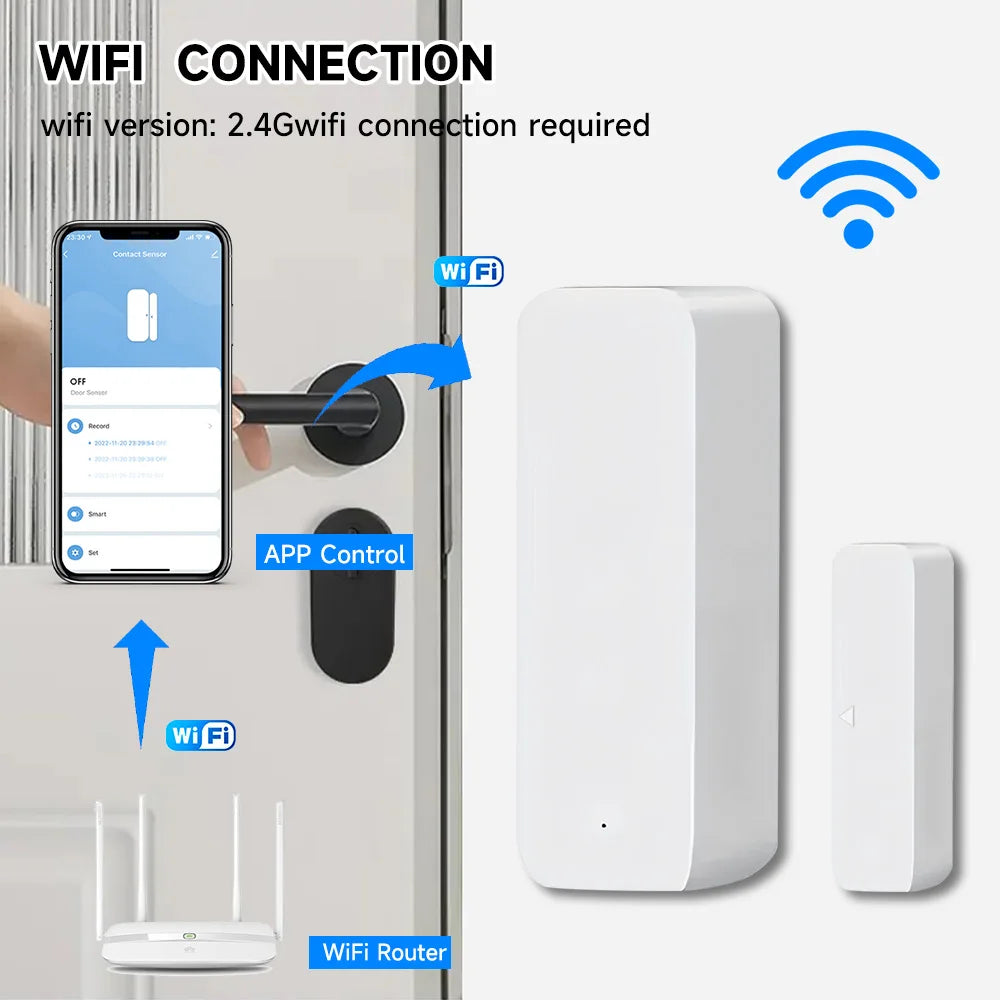 Tuya Smart WiFi Door Sensor Window Contact Alarm, Wireless Home Security Burglar Sensor, Smart Life, Alexa Google Assistant