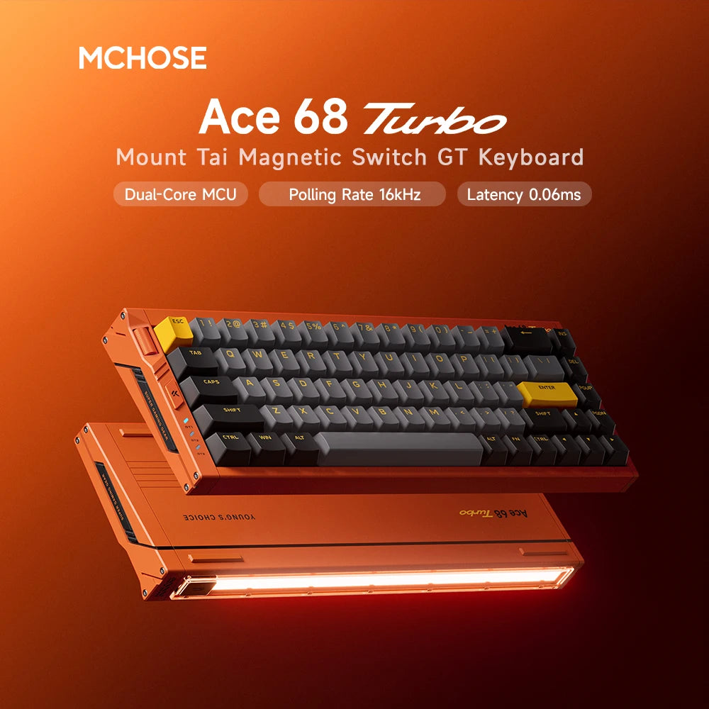 MCHOSE Ace 68 Turbo Full-aluminum Esports Hall Effect Keyboard RT 0.001–3.4mm Latency 0.06ms/0.08ms Polling 8k/16kHz Wired