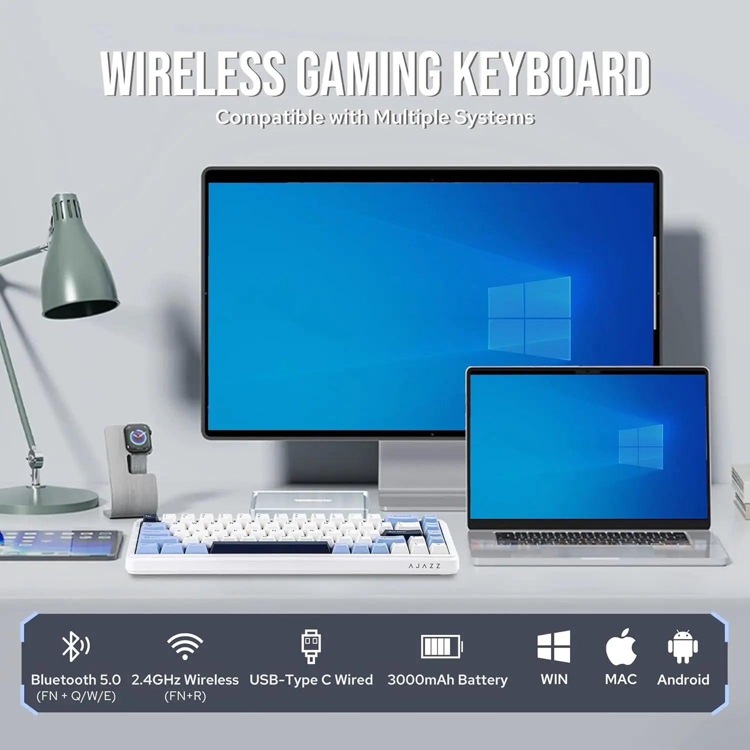 AJAZZ AK680 MAX 68 Keys Wired Gaming Keyboard, 8K/1K Switchable Polling Rate, Hall Magnetic Switch Rapid Trigger