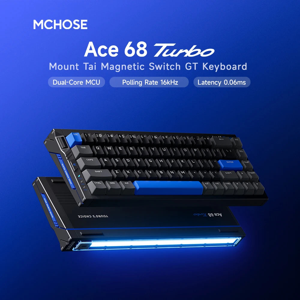 MCHOSE Ace 68 Turbo Full-aluminum Esports Hall Effect Keyboard RT 0.001–3.4mm Latency 0.06ms/0.08ms Polling 8k/16kHz Wired