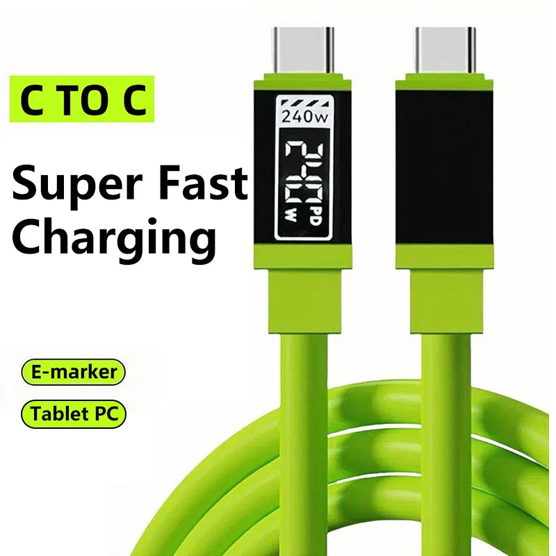 PD240W Cable Super Fast Charging Type C TO Type C Silicone Cable For Samsung iPhone8-17 Pro Xiaomi 17 Quick Quick Charging Cable