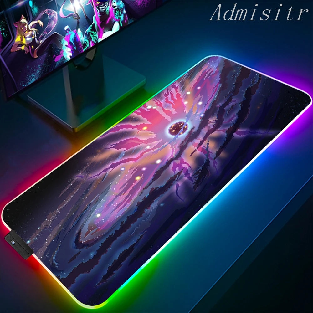 XXL RGB Gaming Mouse Pad Space Rubber Anti-slip Cool Desk Mat Gamer Accessories Large LED Light PC Computer Carpet with Backlit
