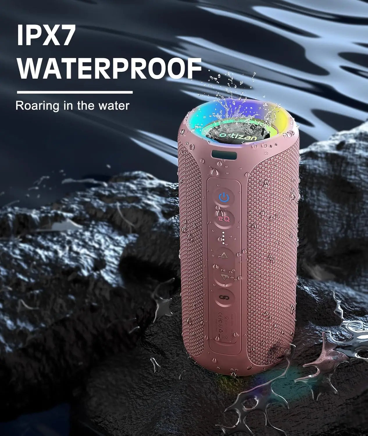 Ortizan X8 Pro, Waterproof Portable Bluetooth Speaker, RGB Lights, Premium Sound Quality