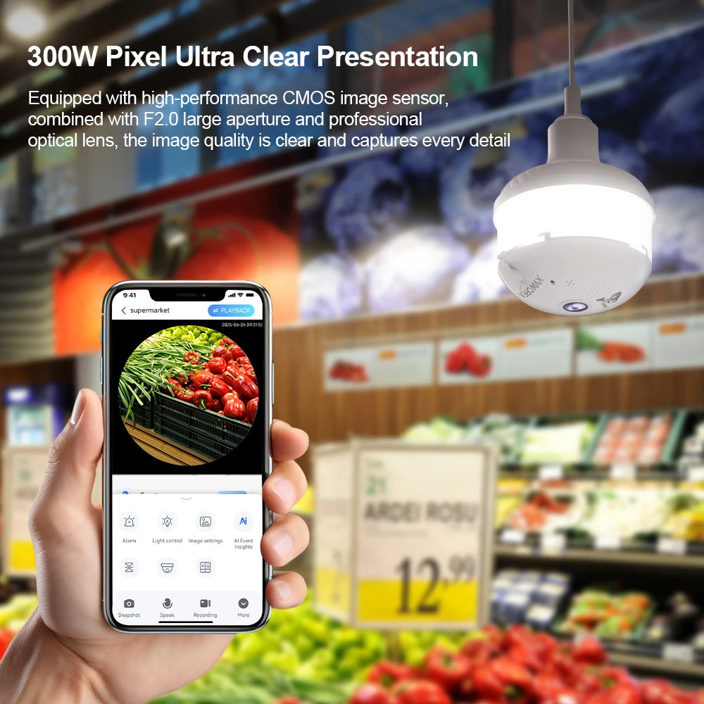 V380 Pro Security Camera 4MP Wifi Spotlight Camera Full Color Night Vision Human Detection IP Camera Video Surveillance