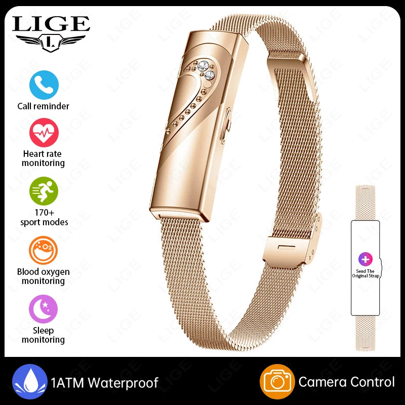 LIGE New Smart Bracelet Real-time Heart Rate Monitoring Sports Fitness Tracker Wristband Waterproof Smart Watch For Couple Gift