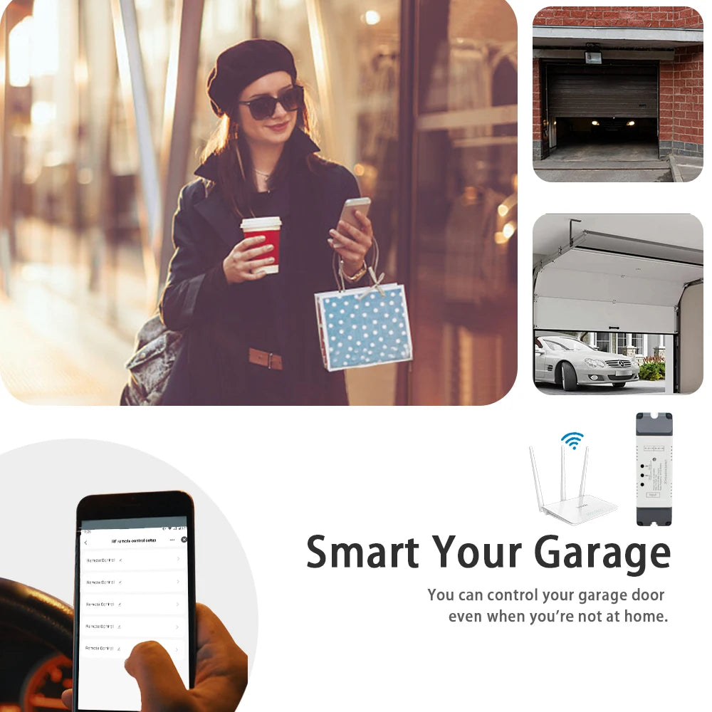 WiFi Switch Smart Opener APP Remote Controller For Garage Door Gate Supprot Alexa Echo Google Home eWelink Control + RF 433MHz