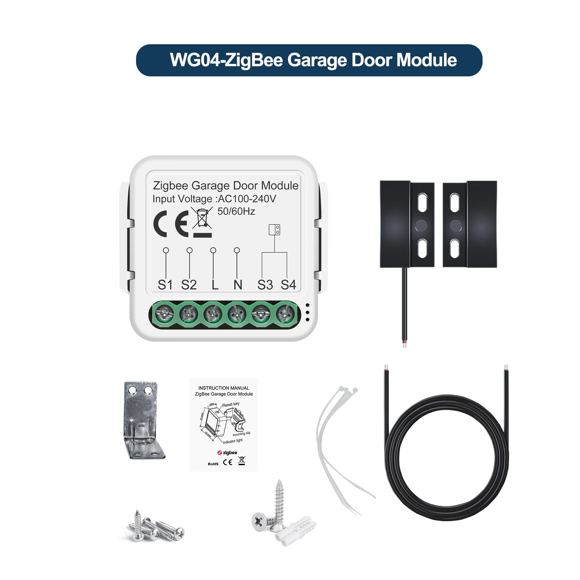 GIRIER Tuya ZigBee/WiFi Smart Garage Door Opener Controller Support APP Remote Timing Functions Compatible with Alexa Hey Google