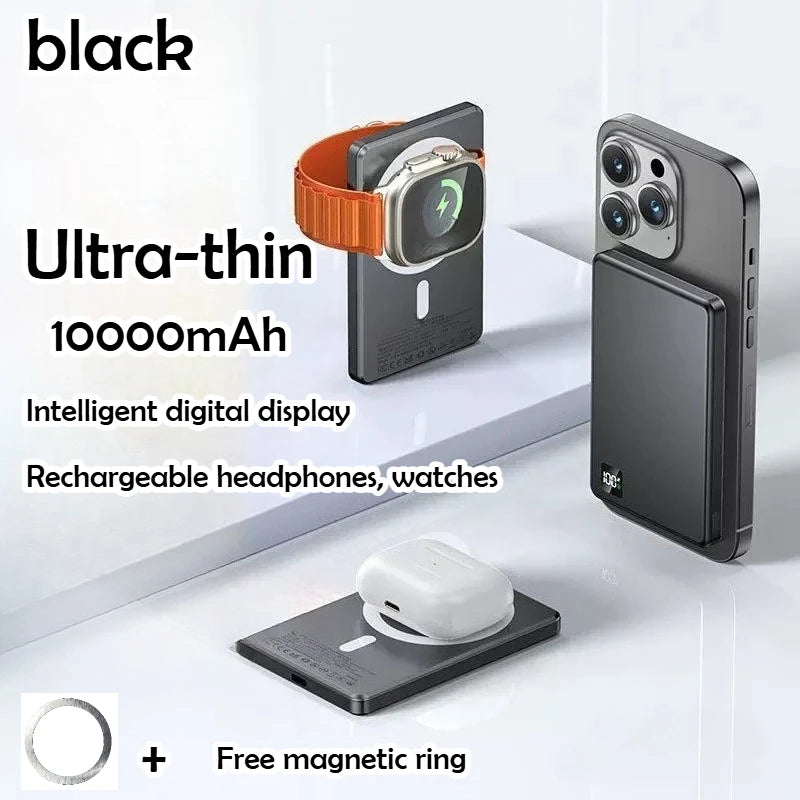 10000mAh Ultra Thin Power Bank for MagSafe,Magnetic Wireless Fast Charging MacSafe Portable Battery for IPhone Xiaomi Samsung