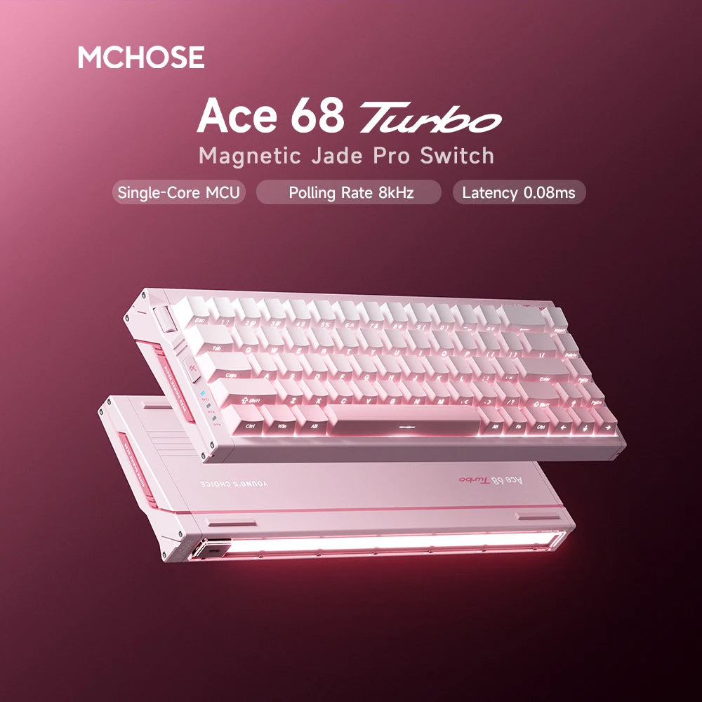 MCHOSE Ace 68 Turbo Full-aluminum Esports Hall Effect Keyboard RT 0.001–3.4mm Latency 0.06ms/0.08ms Polling 8k/16kHz Wired