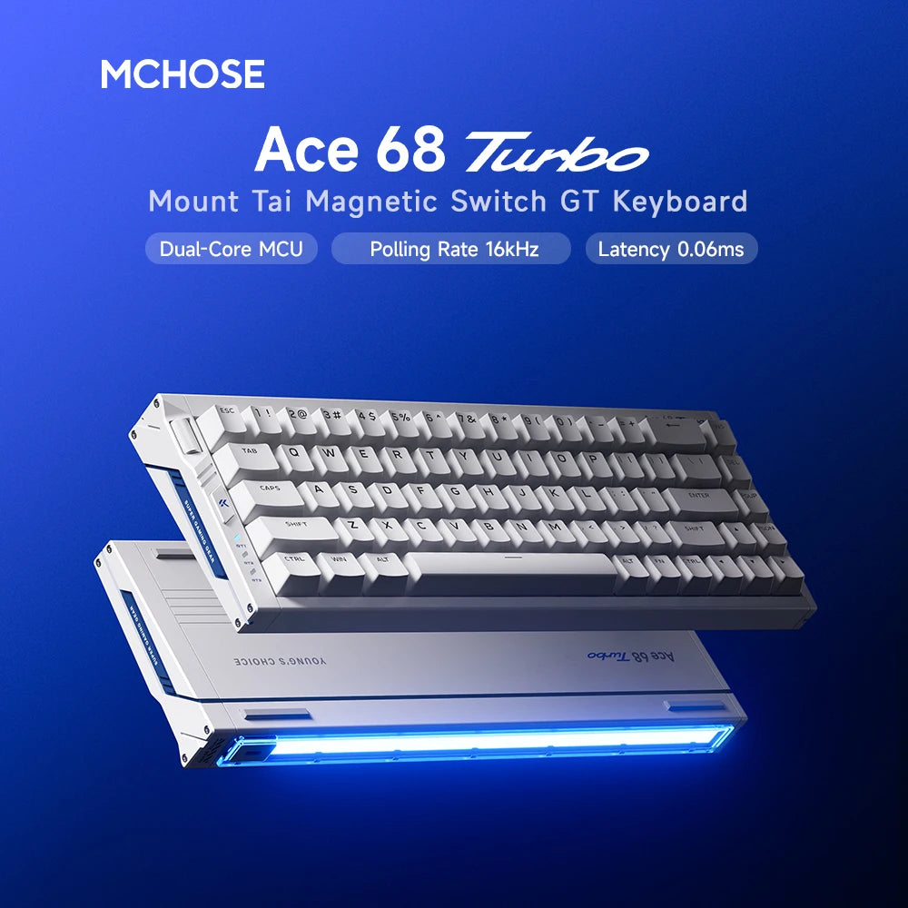 MCHOSE Ace 68 Turbo Full-aluminum Esports Hall Effect Keyboard RT 0.001–3.4mm Latency 0.06ms/0.08ms Polling 8k/16kHz Wired