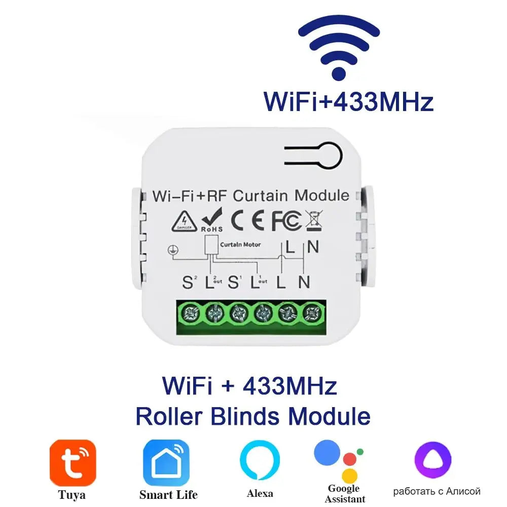 Smart Curtain Switch Intelligent Controllers Roller Blinds Shutter Motor Tuya WiFi/RF 433/WiFi&RF 433 Optional