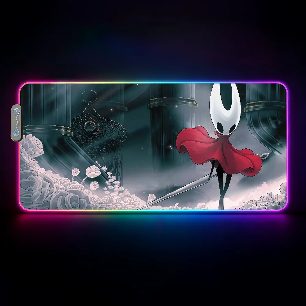 HD Printing Cool Hollow Knight Silksong Mouse Pad  RGB Led Gaming Bedroom Office Desk Non-Slip Mat  Waterproof Large