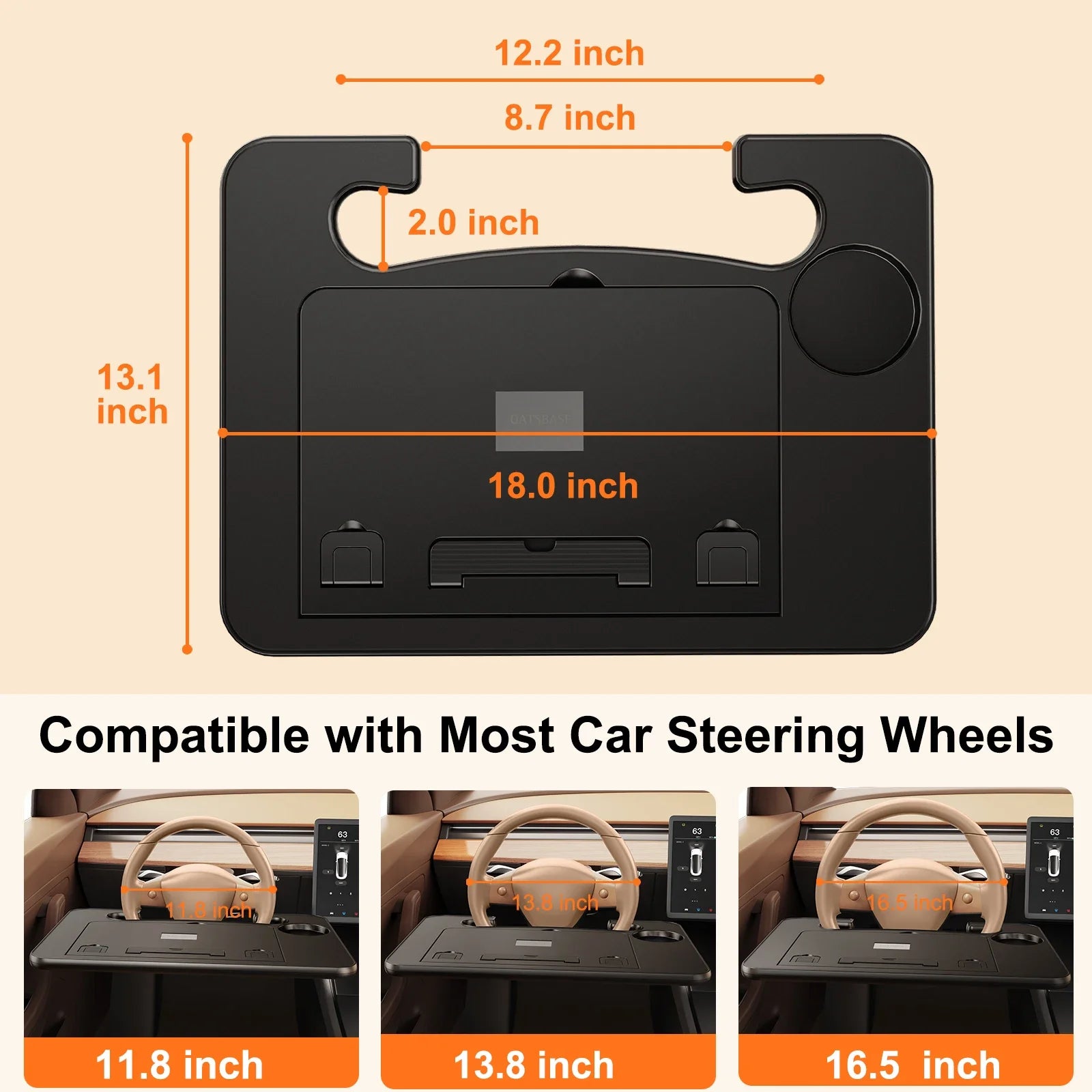 Oatsbasf Portable Car Laptop Computer Desk Stand Mount Car Steering Wheel Desk Foldable Adjustable Tray Board Table for Working