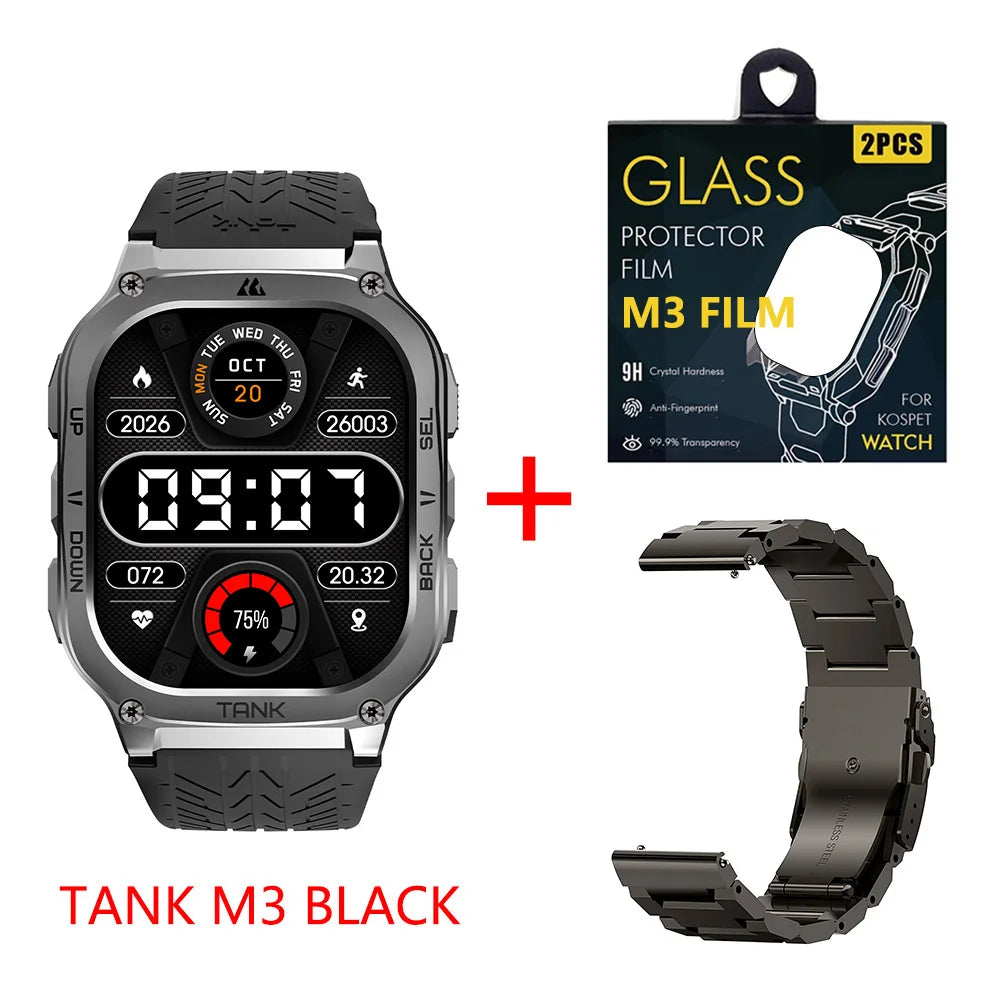 2025 Original KOSPET TANK M3 Smart Watch Men Smartwatch For Women 480mAh Digital Fitness AMOLED AOD Bluetooth Waterproof Watches