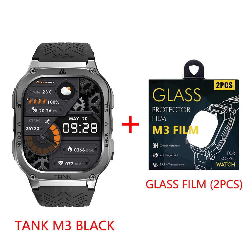 2025 Original KOSPET TANK M3 Smart Watch Men Smartwatch For Women 480mAh Digital Fitness AMOLED AOD Bluetooth Waterproof Watches