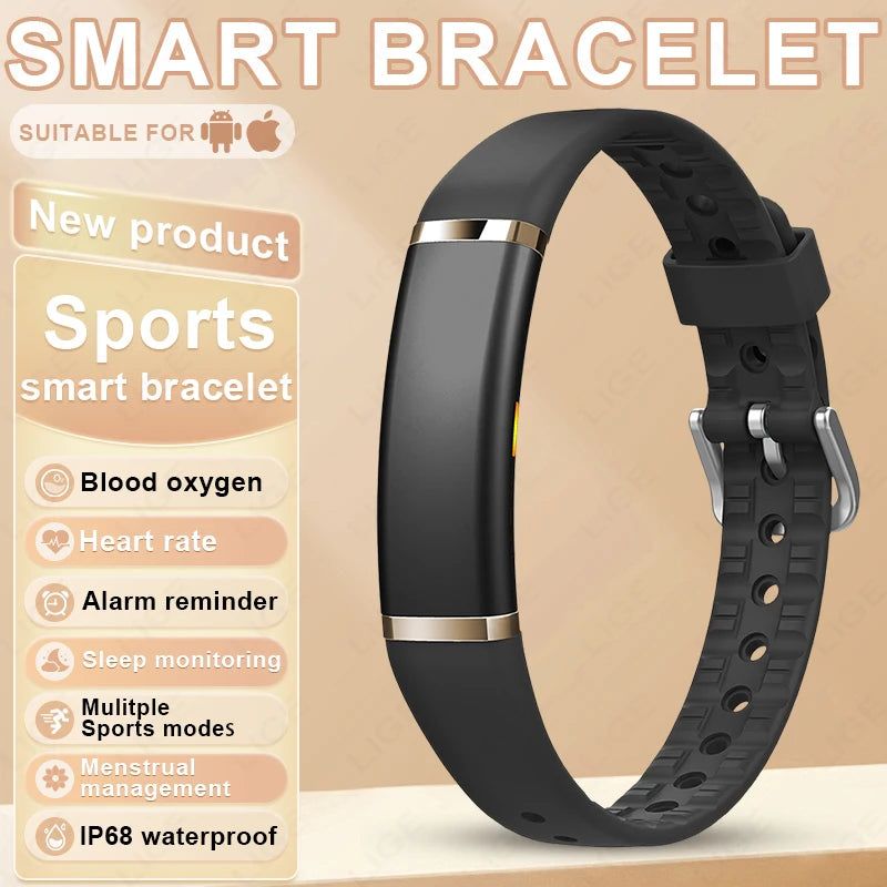 LIGE Men No Screen Smart Bracelet Heart Rate Monitor Fitness Sport Band Smart Watch Waterproof Multifunction Watches Women