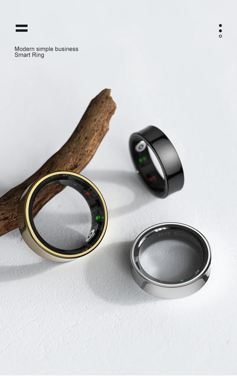 R09 Smart Health Ring with Portable Charging Case (5ATM Waterproof)