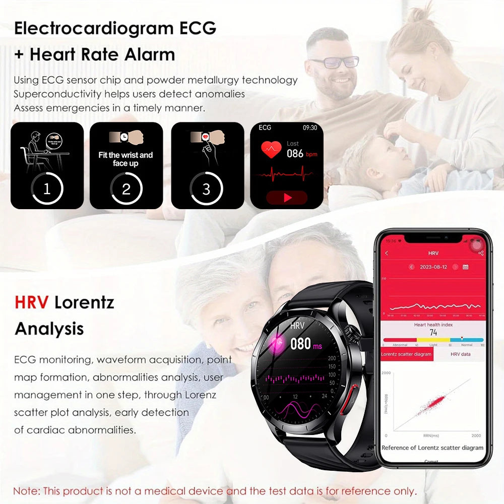 Marsyu 2026 Smart Watch ECG+PPG Uric Acid Blood Pressure Body Analysis HD Call LED Flashlight Smart Watch Women Men’s