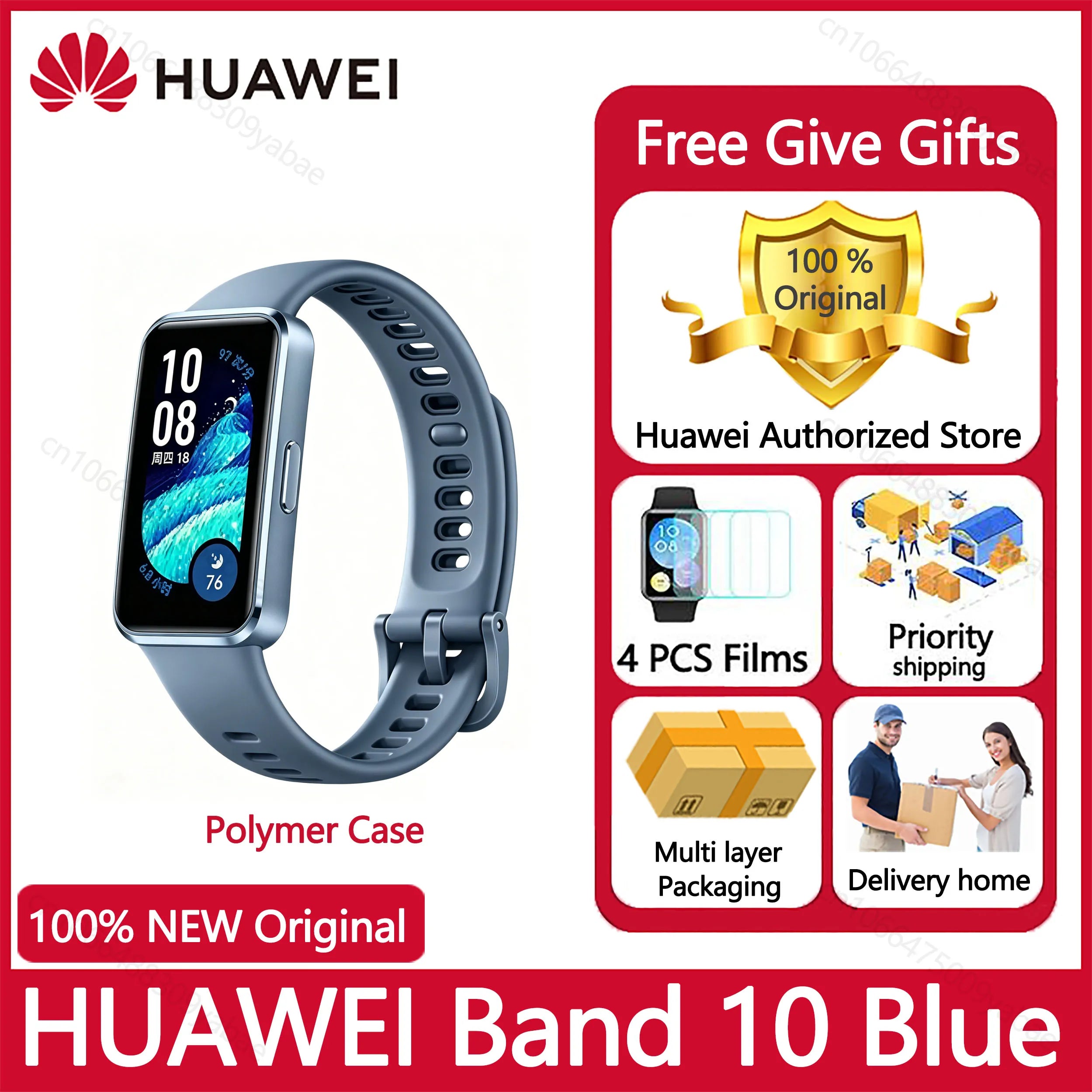 HUAWEI Band 10 Smart Bracelet Fitness Tracker Heart Rate Sleep Monitor 14 Days Battery Life Compatible with iOS and Android