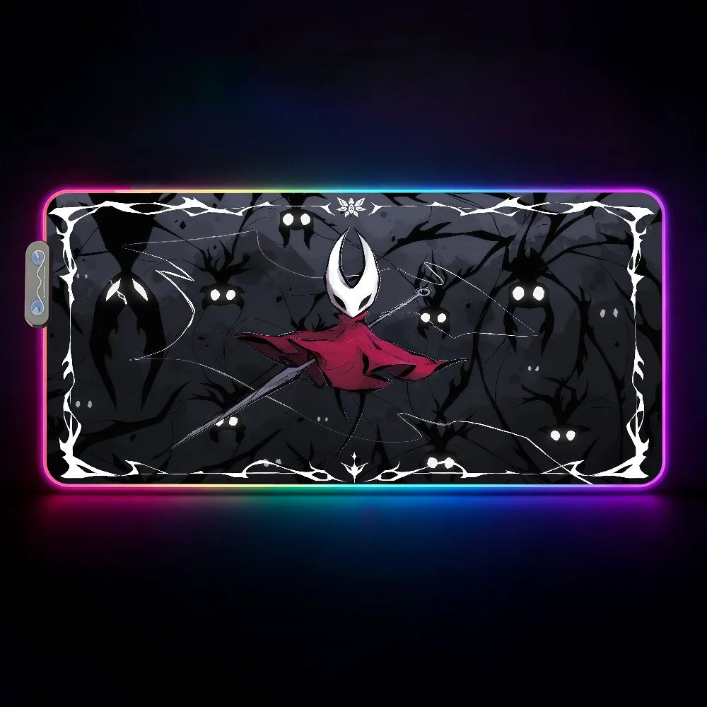 HD Printing Cool Hollow Knight Silksong Mouse Pad  RGB Led Gaming Bedroom Office Desk Non-Slip Mat  Waterproof Large