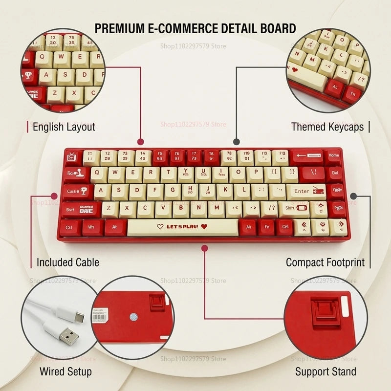 AK680 Wired Mechanical Gaming Keyboard 68 Hot Swappable Keys Ergonomic E-sports Office Keyboard for PC Laptop Type-C USB Gaming