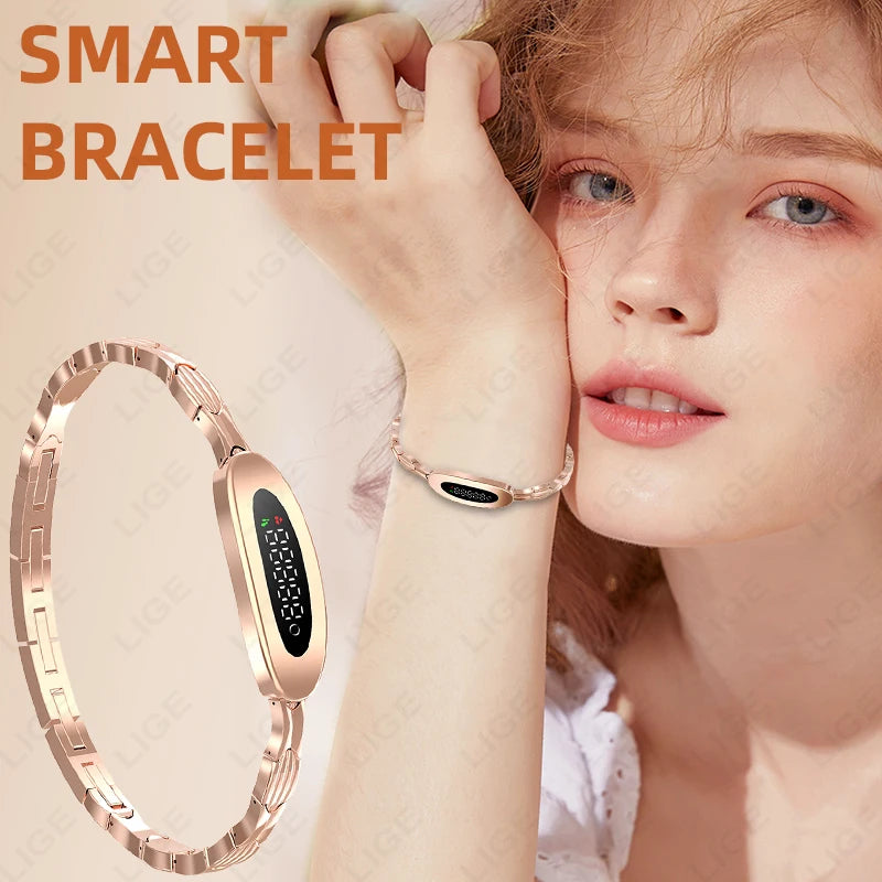 LIGE New Hot Sales Smart Bracelet Lightweight Sports Band Fitness Health Tracker Call Message Reminder Luxury Women's Smartwatch