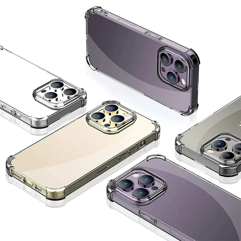 Air-Bag Shockproof Bumper Transparant Case For iPhone 17 16 15 Plus 11 12 13 14 Pro Max Silicone Hard Acrylic Clear Back Cover
