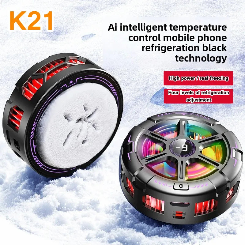 K21 Mobile Phone PUBG Game Cooler Fast Cooling Radiator Magnetic/ Back-clip 2 in 1 Semiconductor Freeze Cool Heat Sink Universal