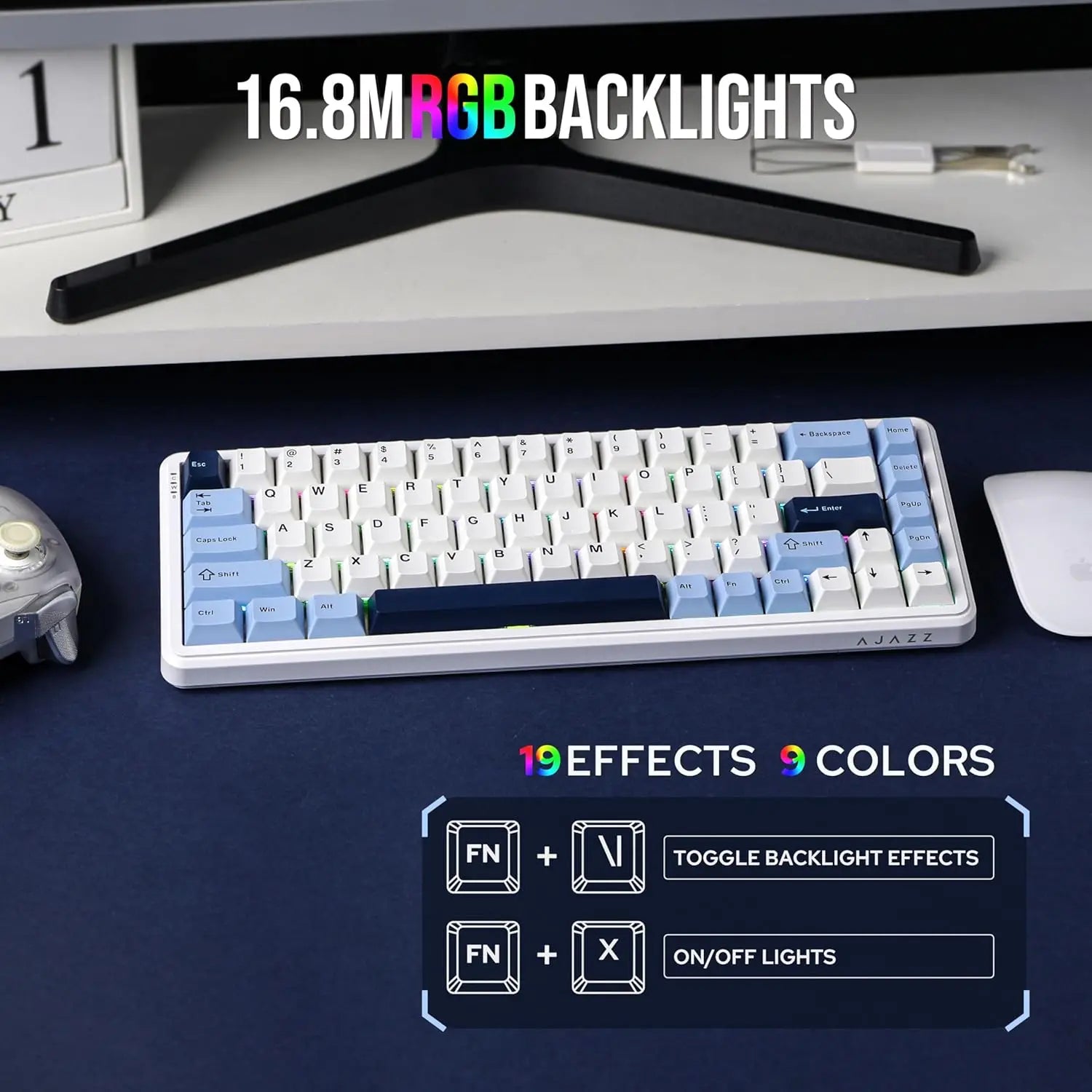 AJAZZ AK680 MAX 68 Keys Wired Gaming Keyboard, 8K/1K Switchable Polling Rate, Hall Magnetic Switch Rapid Trigger