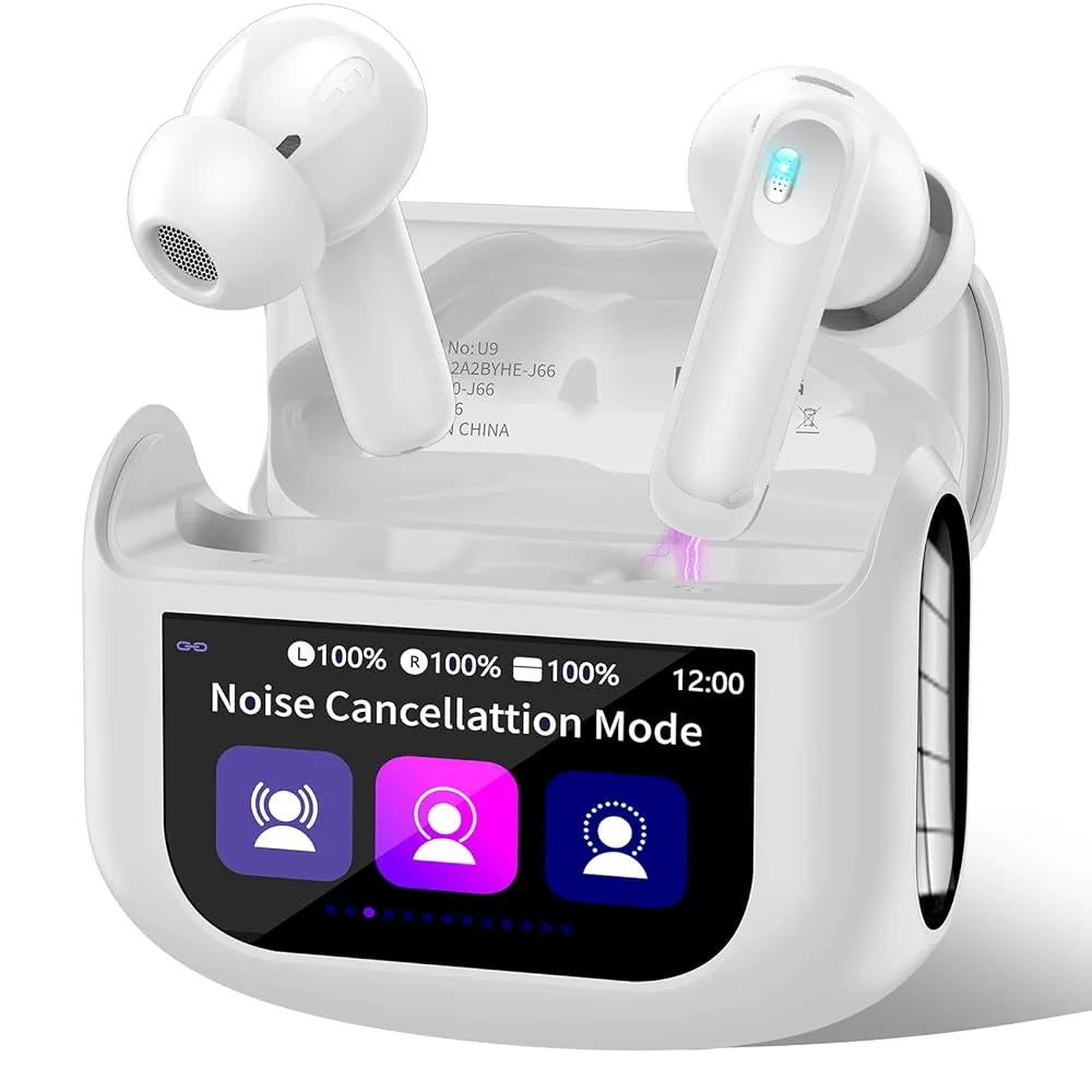 2026 Full-Color Touch Screen Earbuds 45dB ANC ENC Noise Cancelling Bluetooth 5.4 48H Battery 14.2mm Driver 5 EQ Modes IPX7 Waterproof Transparency Mode Wireless Earphones.