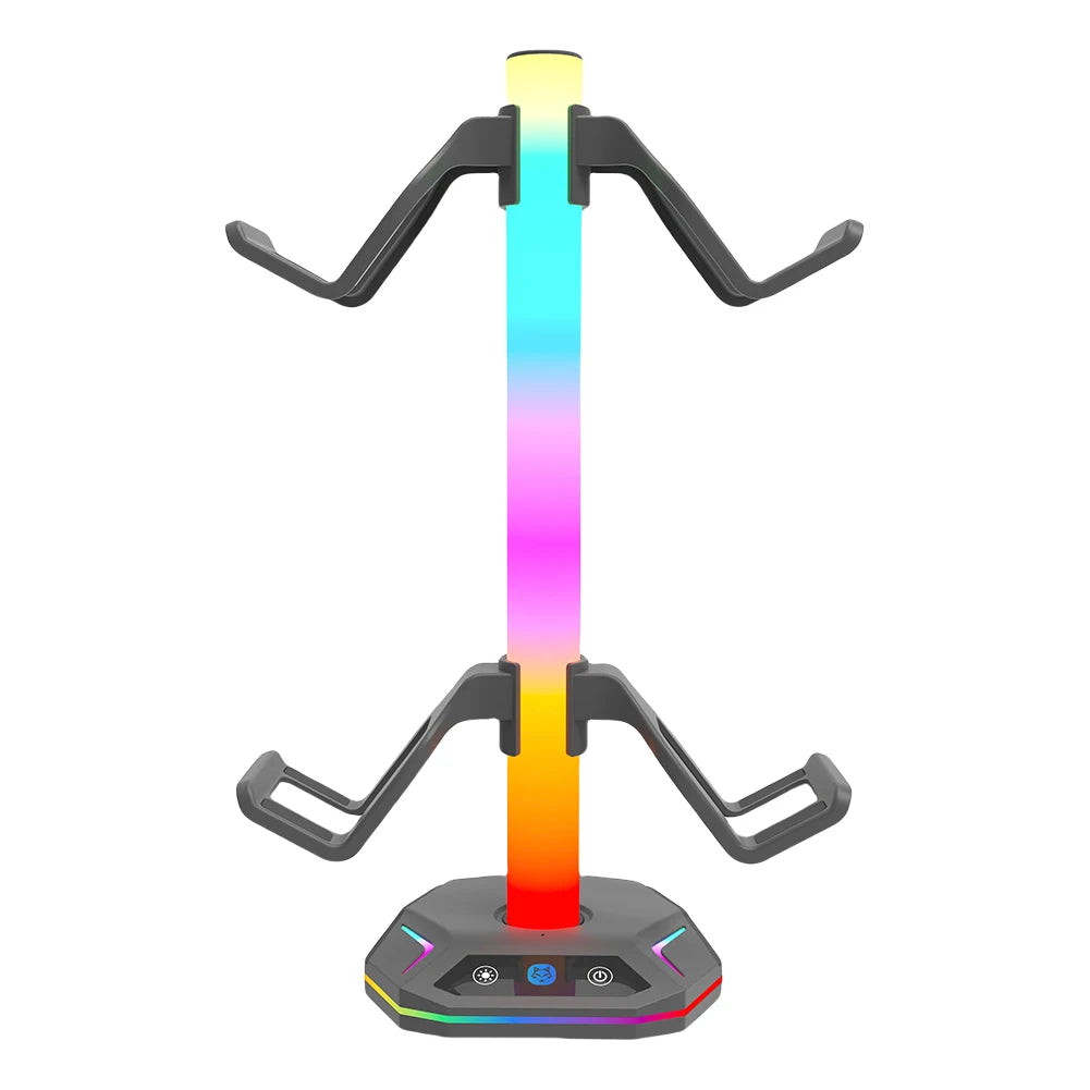 RGB Headset Stand 9 Light Modes Controller Holder  w/ USB +Type C Charging +USB Data Ports for Desk for PS5/PS4/Xbox/Switch Pro
