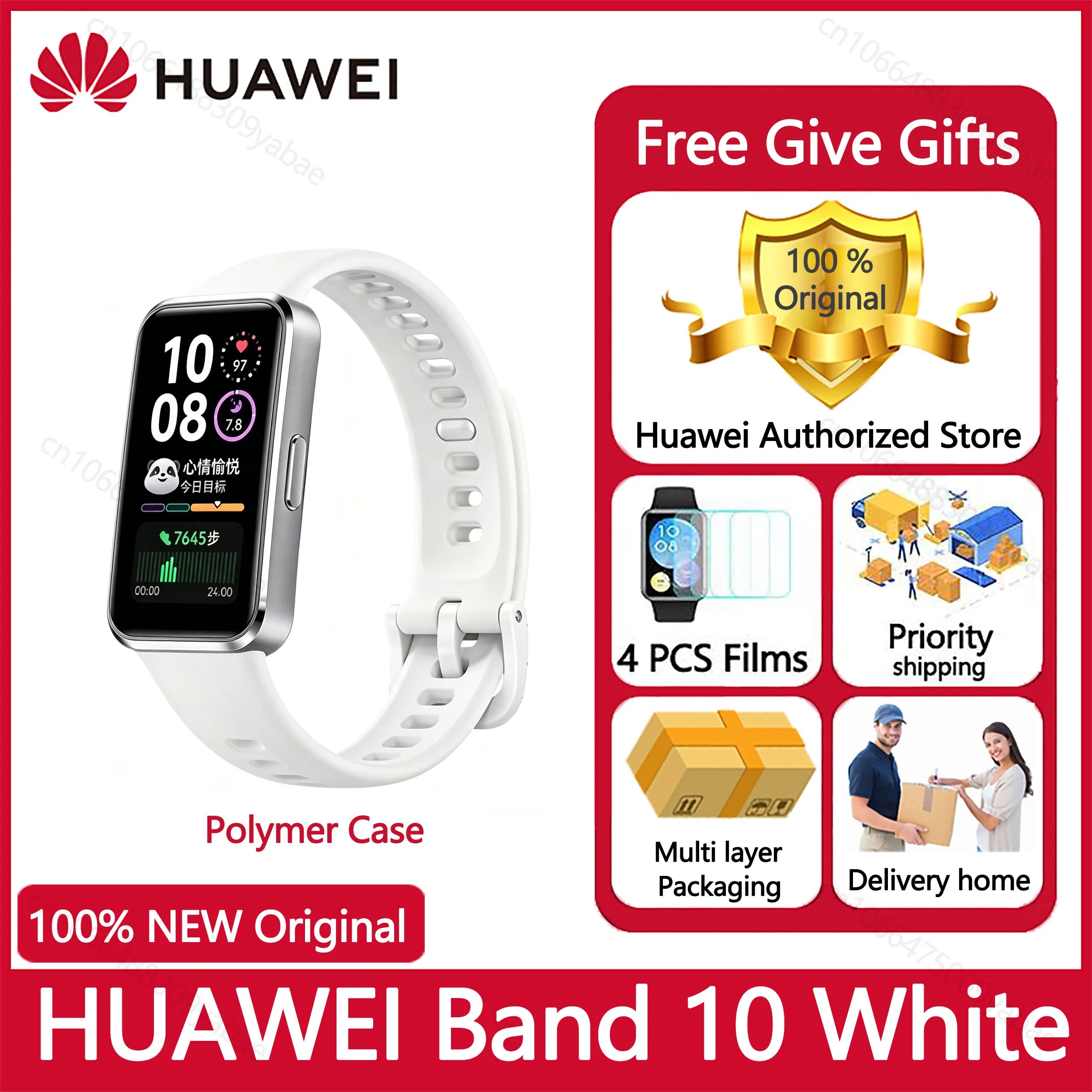 HUAWEI Band 10 Smart Bracelet Fitness Tracker Heart Rate Sleep Monitor 14 Days Battery Life Compatible with iOS and Android