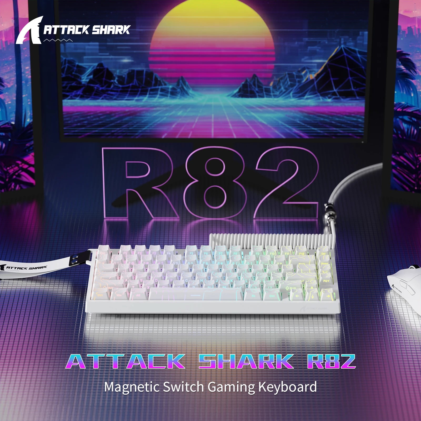 ATTACK SHARK R82 HE Rapid Trigger Wired Mechanical Gaming Keyboard TKL NKRO with 8K Polling,0.005mm RT Accuracy,256K Scan Rate,