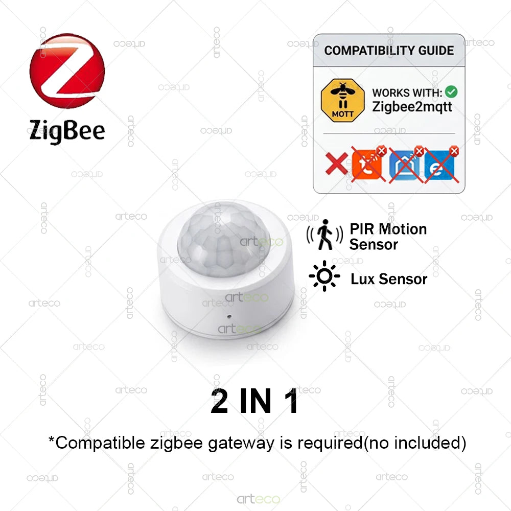Zigbee 3.0 Smart PIR Motion Sensor Human Body Movement Infrared Detector Illuminance Vibration Sensor,for Home Assistant Z2MQTT