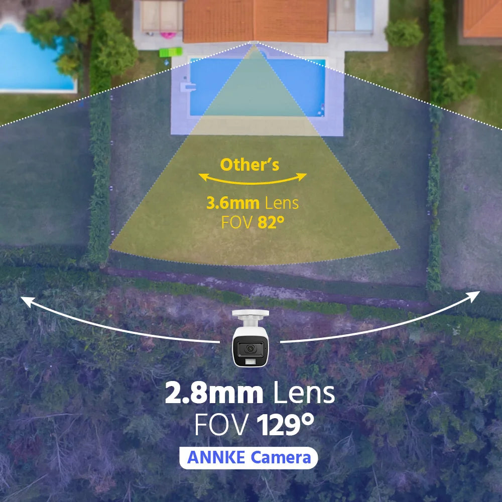 ANNKE 5MP Smart Light Video Surveillance Cameras 5MP Bullet Cameras Audio Recording Outdoor Weatherproof Security Cameras